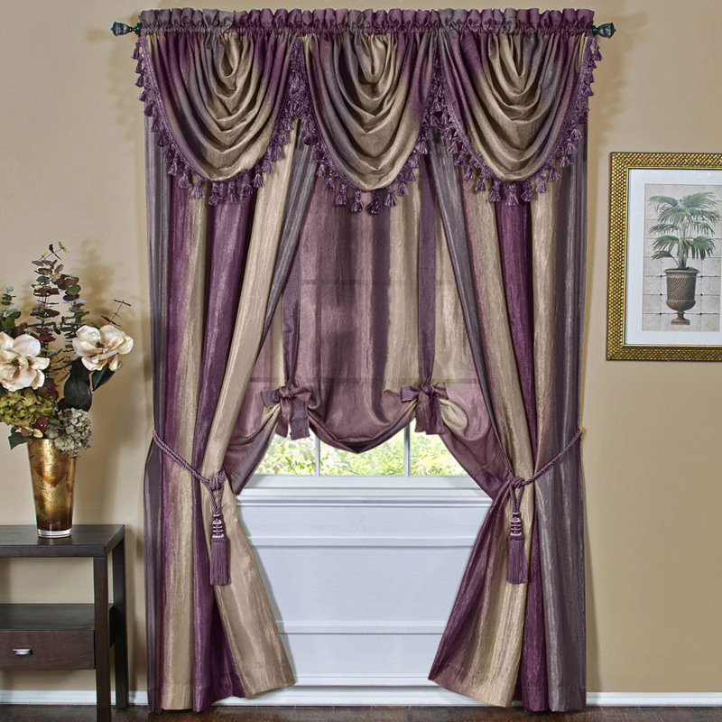 Pelley Semi Sheer Curtain Pair, 50" x 63", Aubergine