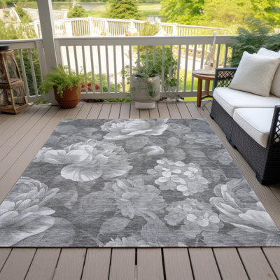 Tapis gris intérieur / extérieur lavable à la machine Chantille ACN1562