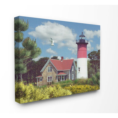 «Nauset Lighthouse Forest and Fields Scene with Seagull», reproduction de photo