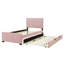 Lit plateforme tapissier en velours avec lit gigogne-30254048-30254054