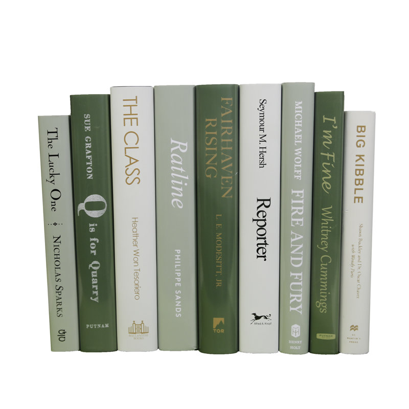Livres décoratifs - Ensemble de livres pour jaquette crème Ivy - 1 pied de livres verts et crème
