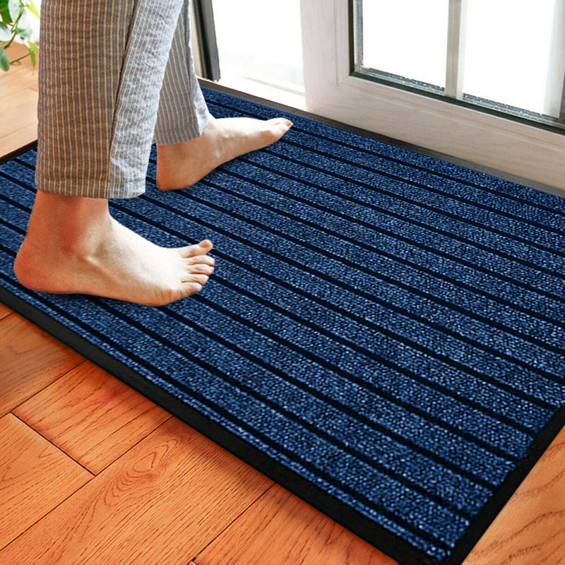Nakale Striped Indoor / Outdoor Doormat, Rectangle W120 x L300 cm, Blue
