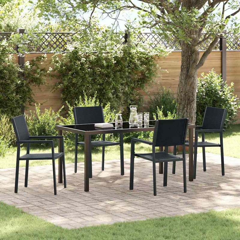4 Piece Garden Dining Set Black