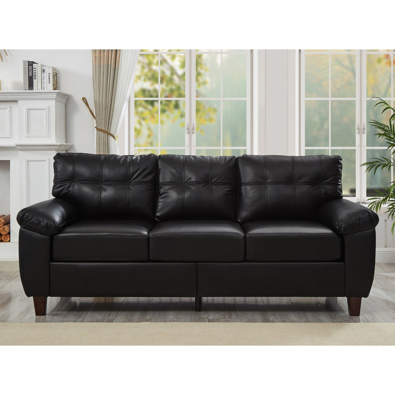 Upholstered Sofa, Black, 35" H x 59" W x 32.3"D
