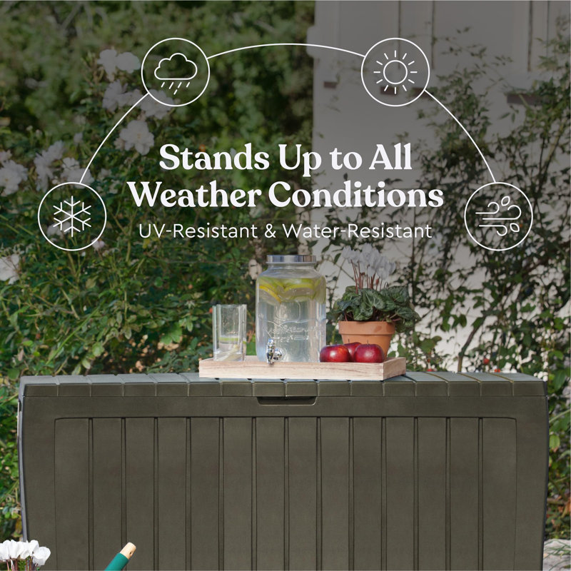 71 Gallon Resin Outdoor Storage Box, Mossy Brown