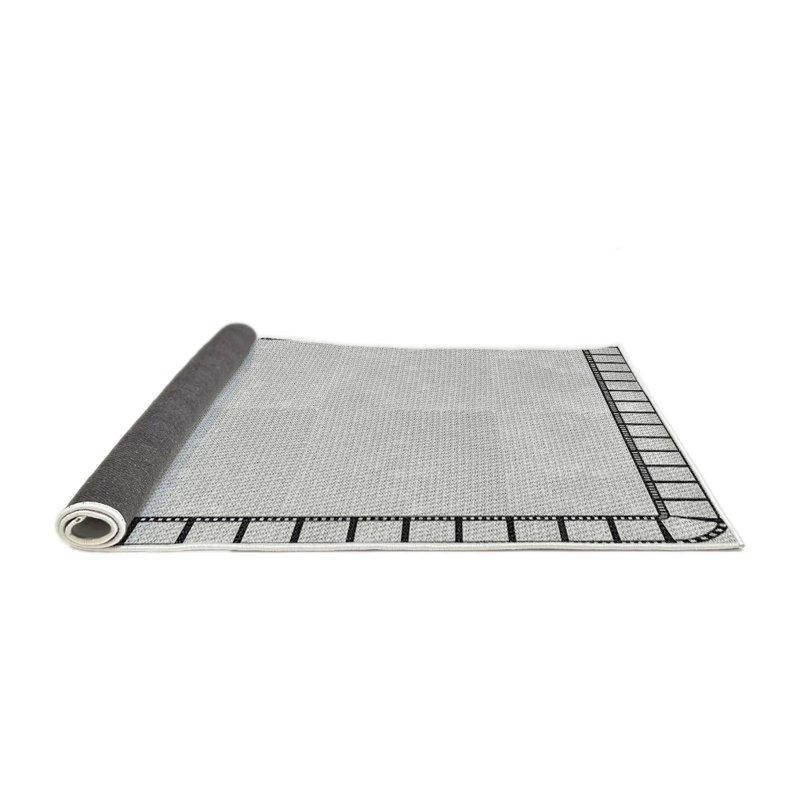Tapis décoratif gris clair à motif, Rond 3 pi