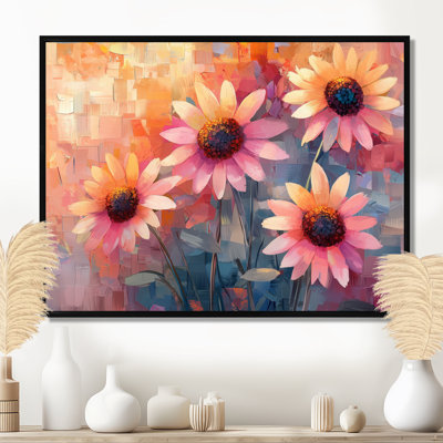 Collage de teintes de tournesols roses I - Art mural tournesols