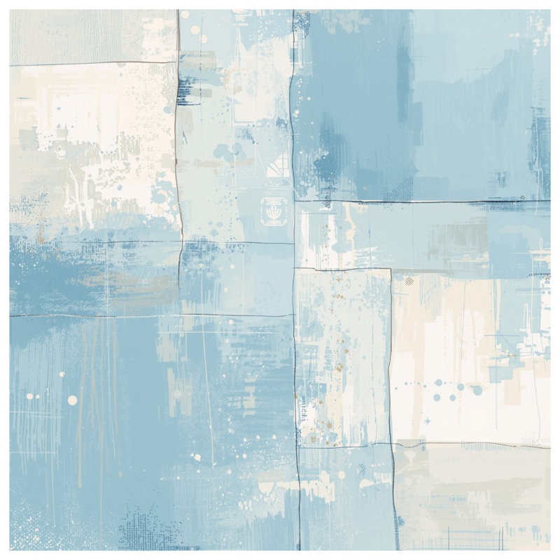 Blue Abstract Patchwork Duvet Covers, Queen