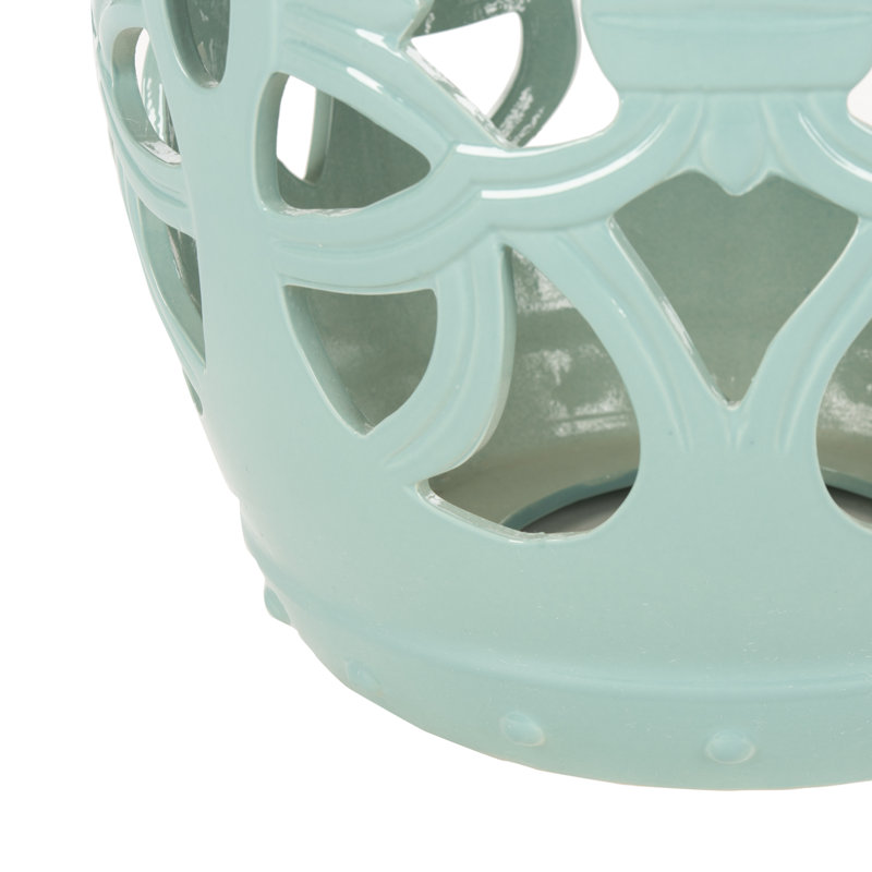 Tabouret de jardin en céramique Twedt, Bleu pâle