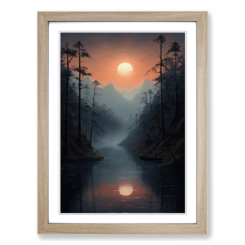 Lake Tachisme - Framed Print, 46cm H x 34cm W x 2" D, Oak Framed