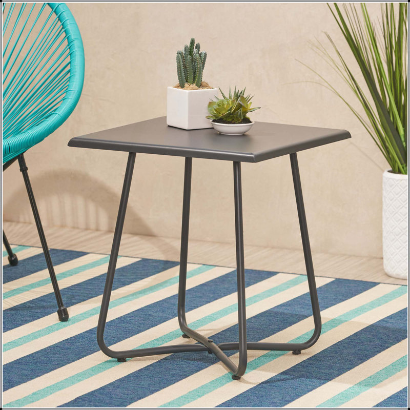 Square Outdoor Side Table , 17.75 " W 17.75 " D, Grey