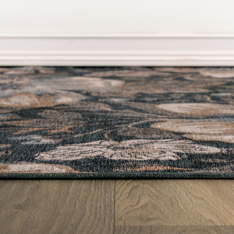 Lipsey Flatweave Washable Floral Indoor Rug, Bleu, 2 pi x 3 pi