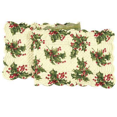 Betty Holly Cream Cotton Table Runner Large