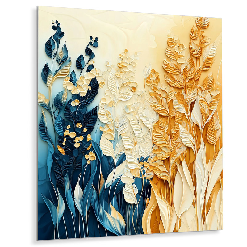 Wildflower Meadow In Autumn - Botanicals, décoration métallique, impression moderne sur métal, H 32 po x l 16 po