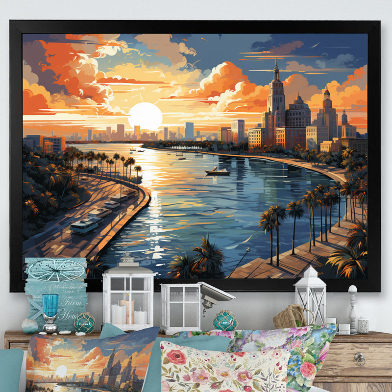 Sunshines State Miami II, H 34 po x l 44 po x P 1,5 po, Cadre photo noir