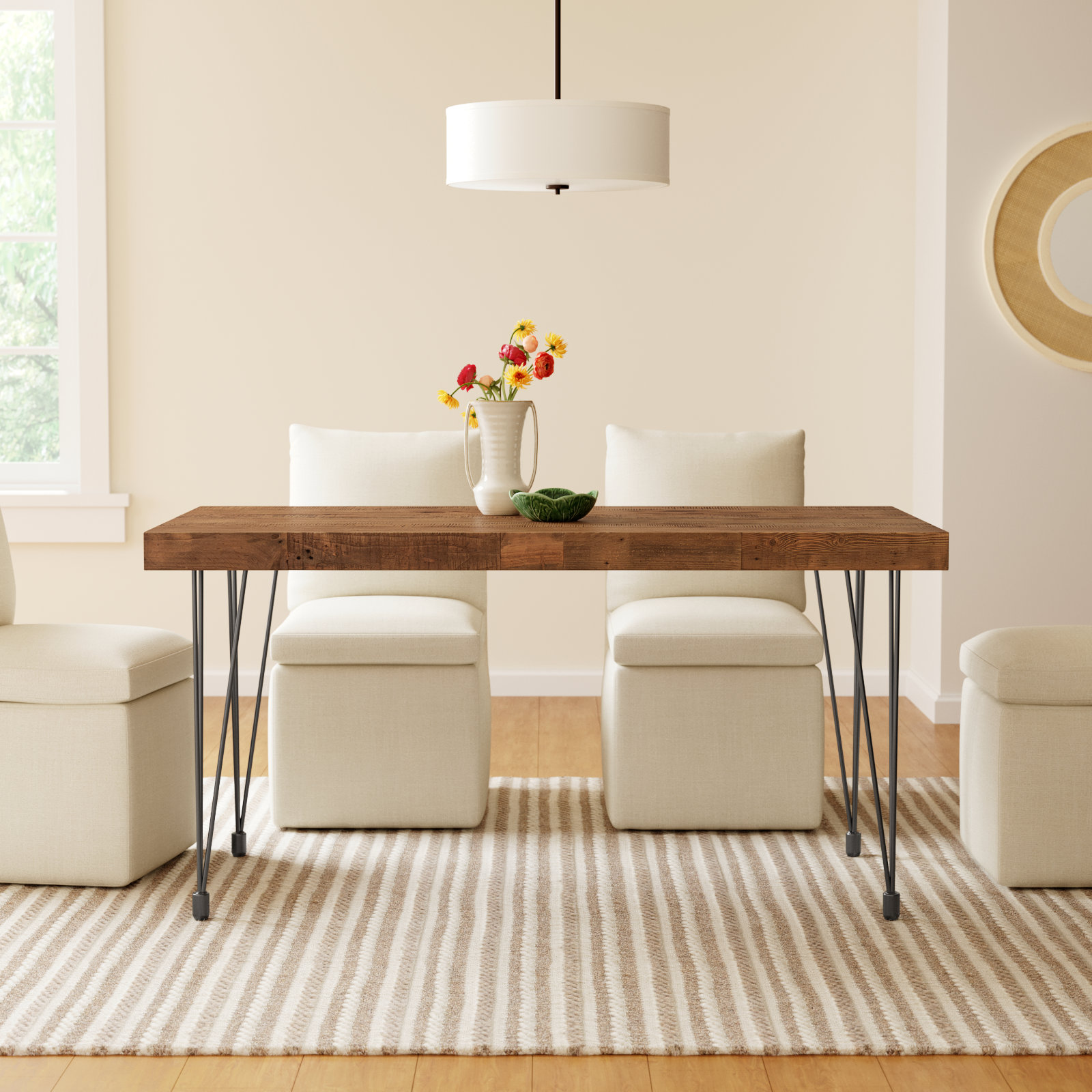 Libra Solid Wood Dining Table, Rustic Brown
