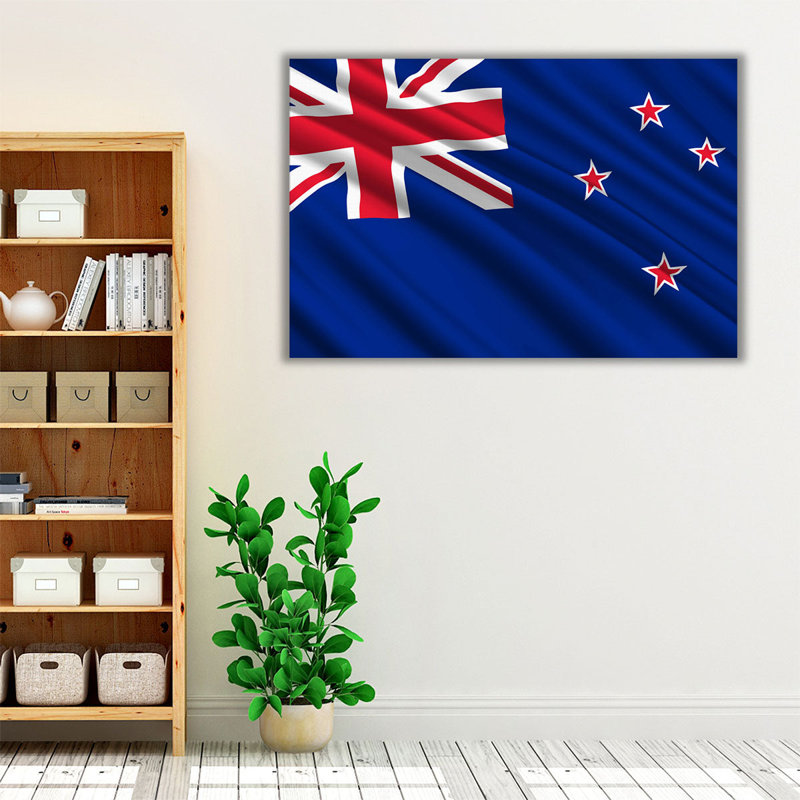 Drapeau de la Nouvelle-Zélande flottant - reproduction d'art sur toile, H 24 po x l 36 po