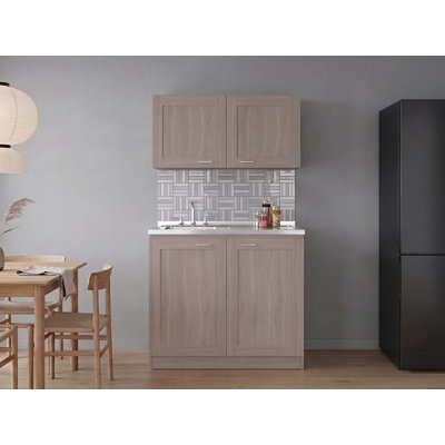 Ensemble d'armoires de cuisine avec évier utilitaire, armoire murale et armoire de rangement Everett Everett - gris clair