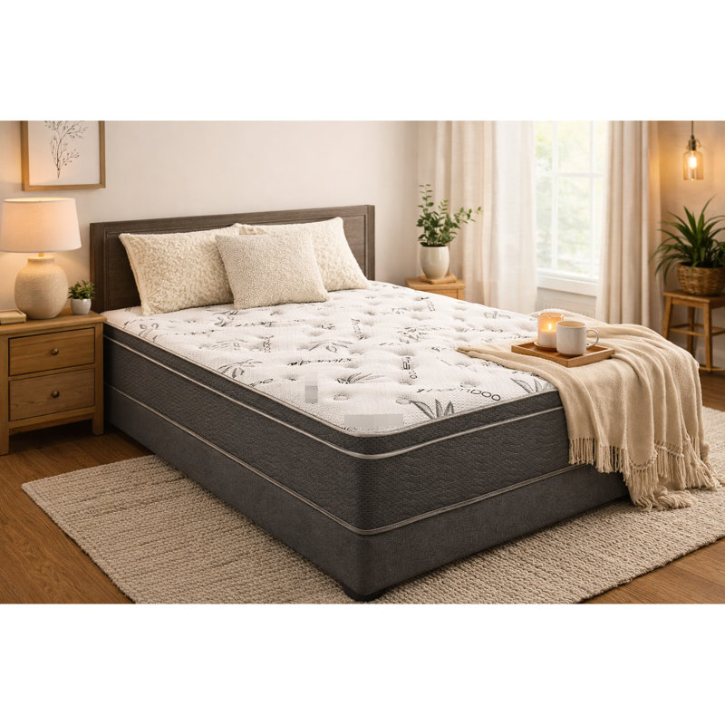 Matelas Queen de 25 cm avec housse pour une meilleure aération et un sommeil réparateur, ressorts ensachés sur tout le périmètre pour isoler les mouvements du corps, conception ajustable en mousse blanche et ressorts pour un repos prolongé.