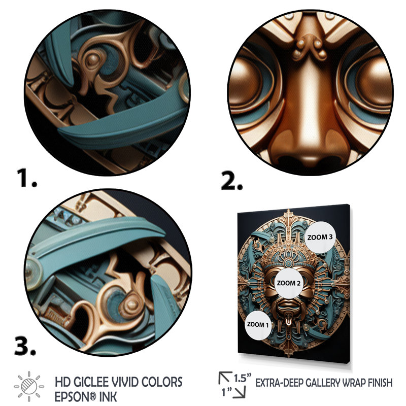 Native Force Mask II - reproduction sur toile, Encadrement doré, H 32 po x l 16 po x P 1 po