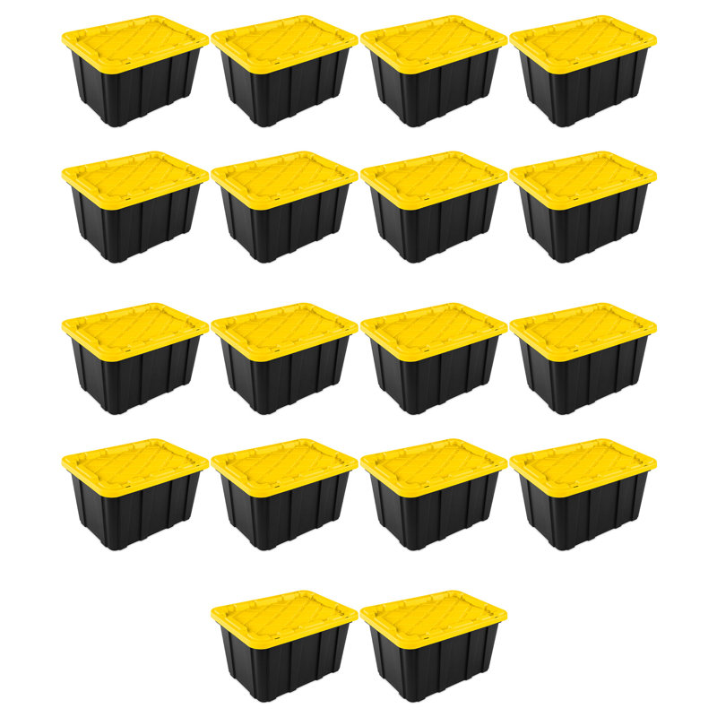Sterilite 27 Gallon Industrial Stackable Storage Tote Lidded Containers, 18 Pack