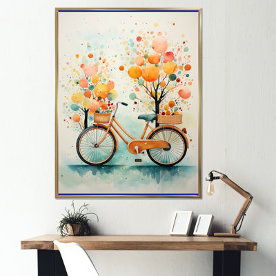 Chatia Bicycle Peaceful Rides Pointillism, reproduction d'art sur toile