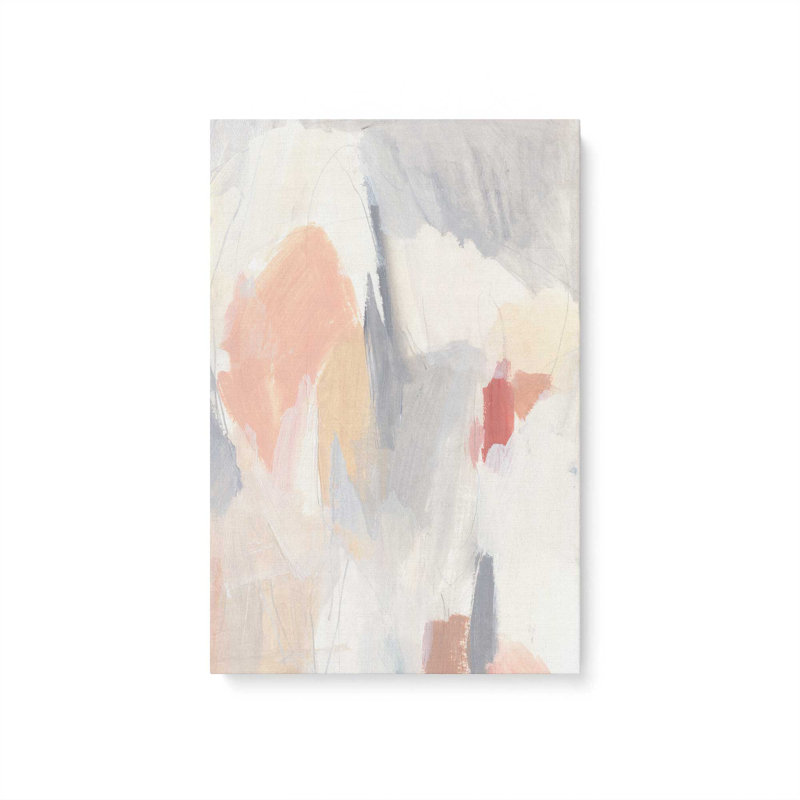 Soft Blush and Cream Abstract Set of 2, Wrapped Canvas, 18" H x 24" W