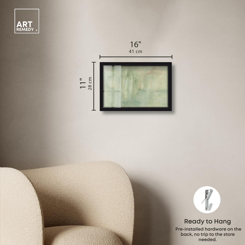 «Soft Verdure Shadowbox», impression minimaliste par Art Remedy, H 11 po x l 16 po, Noir