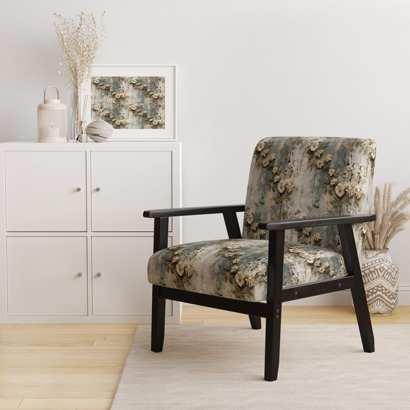 Chaise d'appoint florale Cobalt, Charme floral maison de campagne antique beige ré