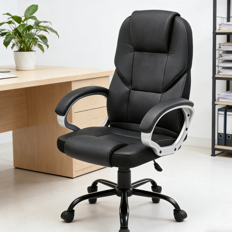 Vinyl Office Chair, Dark Grey