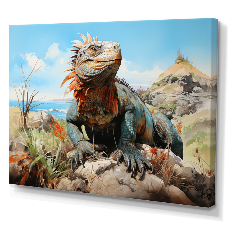Lézard sur un rocher II sur toile, Toile tendue, H 24 po x l 32 po x P 1 po