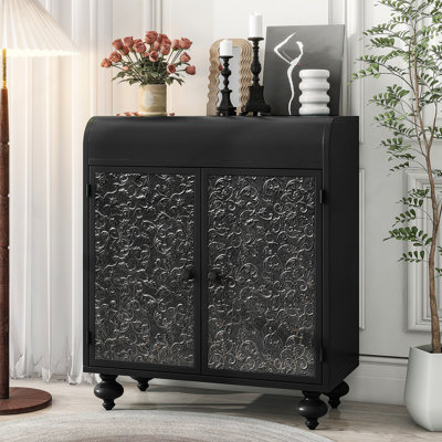Art Accent Cabinet With 2 Doors, Sideboard Buffet Cabinet With Storage, Distressed Decorative Storage Cabinet With Embossed Pattern For Entryway Living Room Dining Room