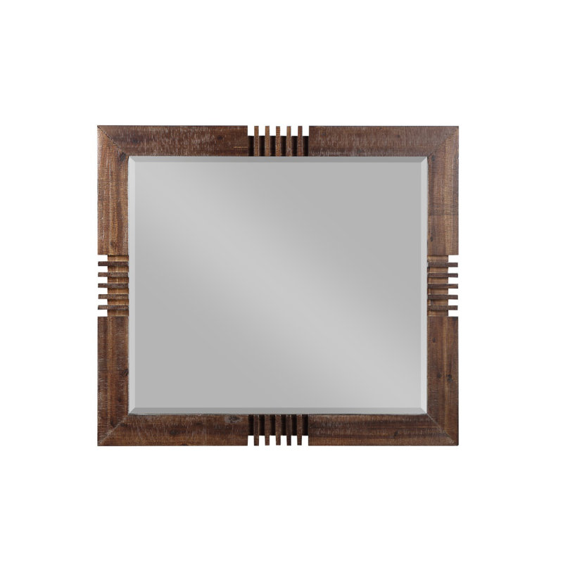 Miroir de meuble-lavabo en chêne récupéré Andria [H 39 "x l 44"] - Verre biseauté avec cadre en bois rustique
