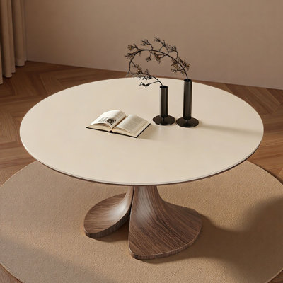 Table ronde Mid-Century en pierre frittée
