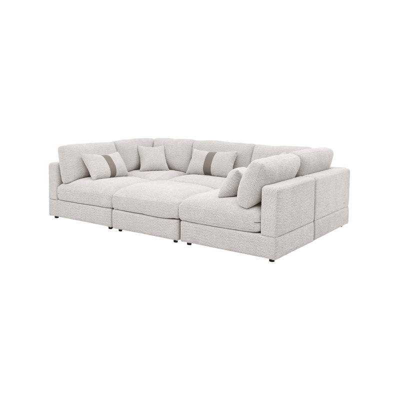 Canapé modulaire 6 pièces Belandina, Velours côtelé crème