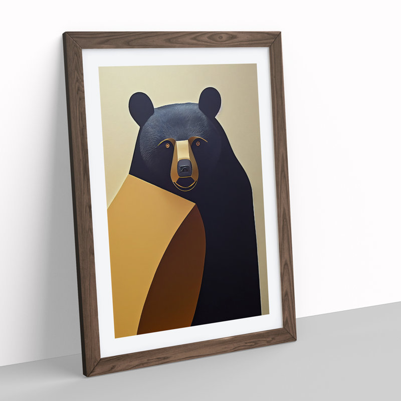 Traditional Bear No.3 Abstract - Wall Art, 48cm H x 36cm W, Walnut Picture Frame, White