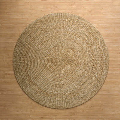 Kayleigh Hand-Braided Jute Area Rug, Off White/Natural
