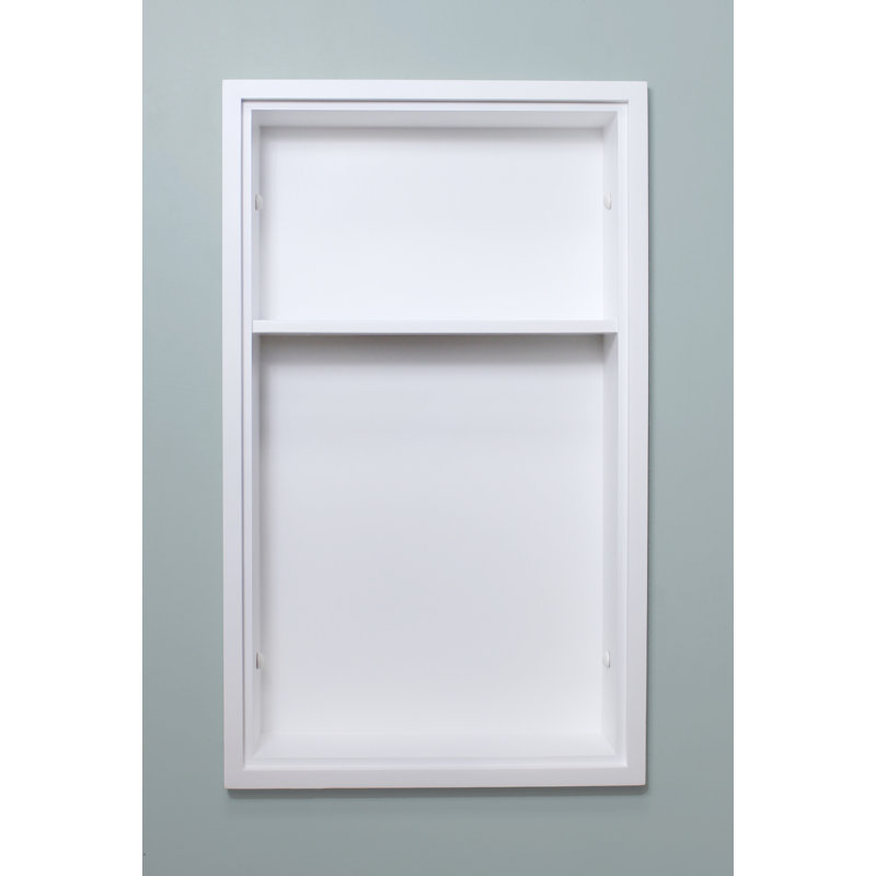 Tablette murale encastrée 2 pièces, Blanc et uni avec 1 tablette