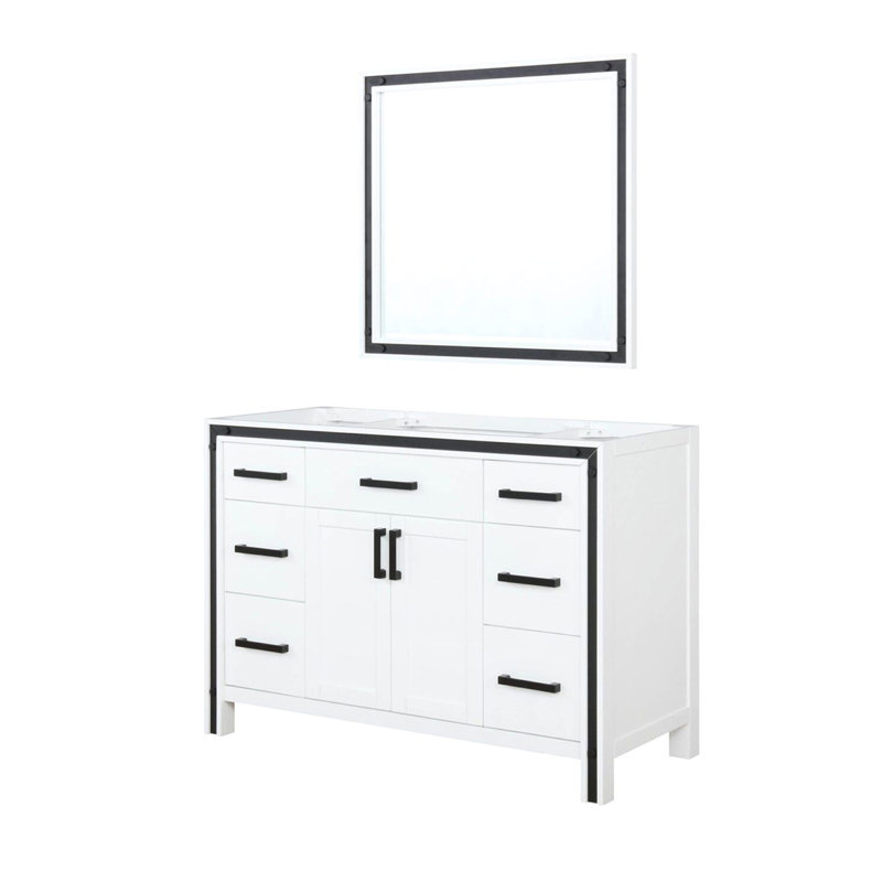 Meuble-lavabo l 48 po x P 22 po, avec miroir 34 po, Blanc