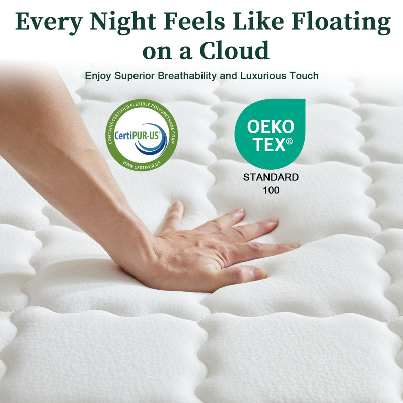 14" Medium Firm Hybrid Mattress with Cooling Gel Memory Foam & Pocket Coil, Dual-Zone Edge Support, Available in Twin/Full/Queen/King Sizes, CertiPUR-US, OEKO-TEX & SGS Certified, Motion Isolation and Pressure Relief, Mattress in a Box
