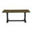 7 Piece Mid Century Dining Set - Distressed Jacobean Top Dining Room Table with Trestle Base and 6 Shitake Linen Fabric Dining Chairs - Wire Brushed Black Finish-551626454-616763302