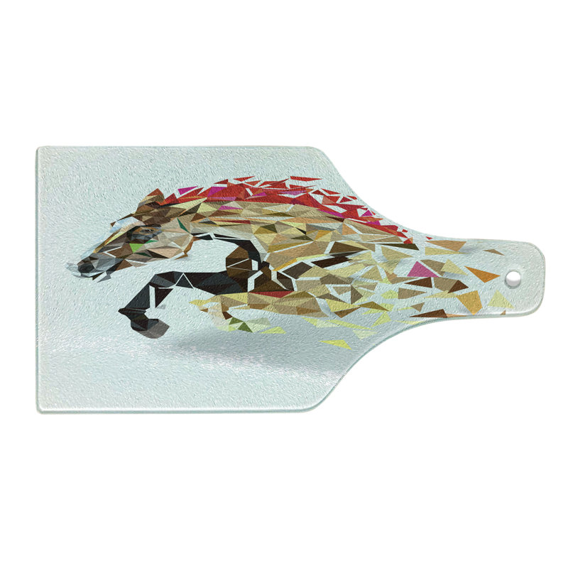 Ambesonne, planche à découper en verre trempé, art abstrait, cheval sauvage, brun clair, brun rouge