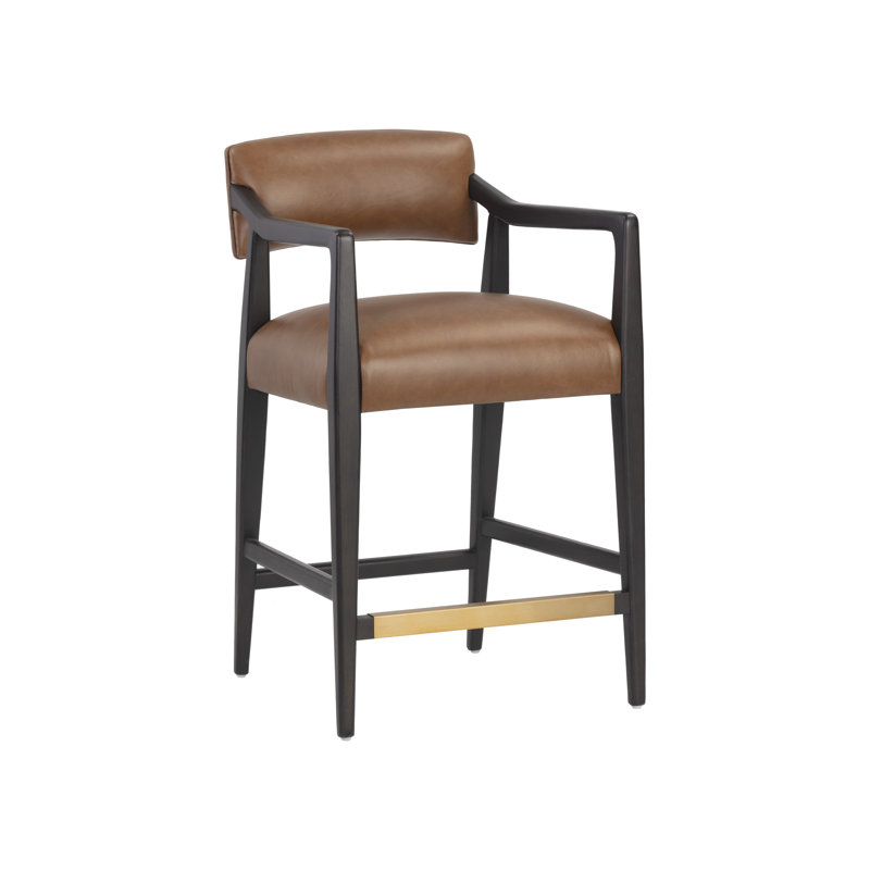Tabouret de comptoir Keagan - Cuir tabac Shalimar, Tabouret de comptoir (siège d'une hauteur de 26,5, Cuir tabac