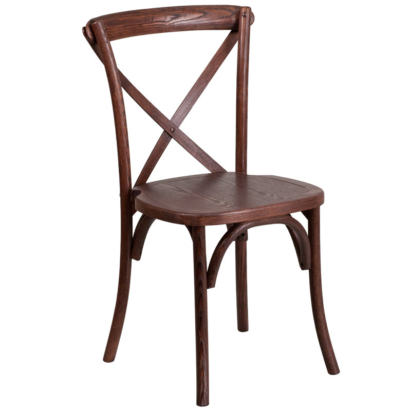 Arquit Stackable Cross-Back Wooden Bistro Chair, Mahogany, 2