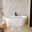59" Acrylic Freestanding Bathtub, Stand Alone Soaking Tub, Glossy White Acrylic, Toe-Tap Chrome Drain, Cupc Certified-120297248