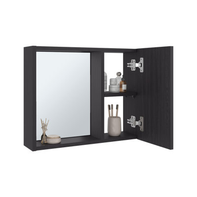 Armoire à pharmacie avec miroir de salle de bain moderne Boone, unité de rangement murale de 20 pouces avec porte simple et tablettes ouvertes, armoire à pharmacie compacte