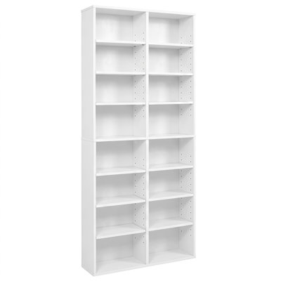 1 PCS 16-Cube Bookcases CD Storage Rack 54" Freestanding Display Cabinet with 12 Adjustable Shelves White
