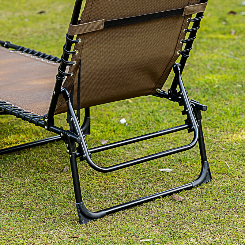 Reclining Chaise Lounge Chair With Adjustable Backrest And Removable Pillow, Brown