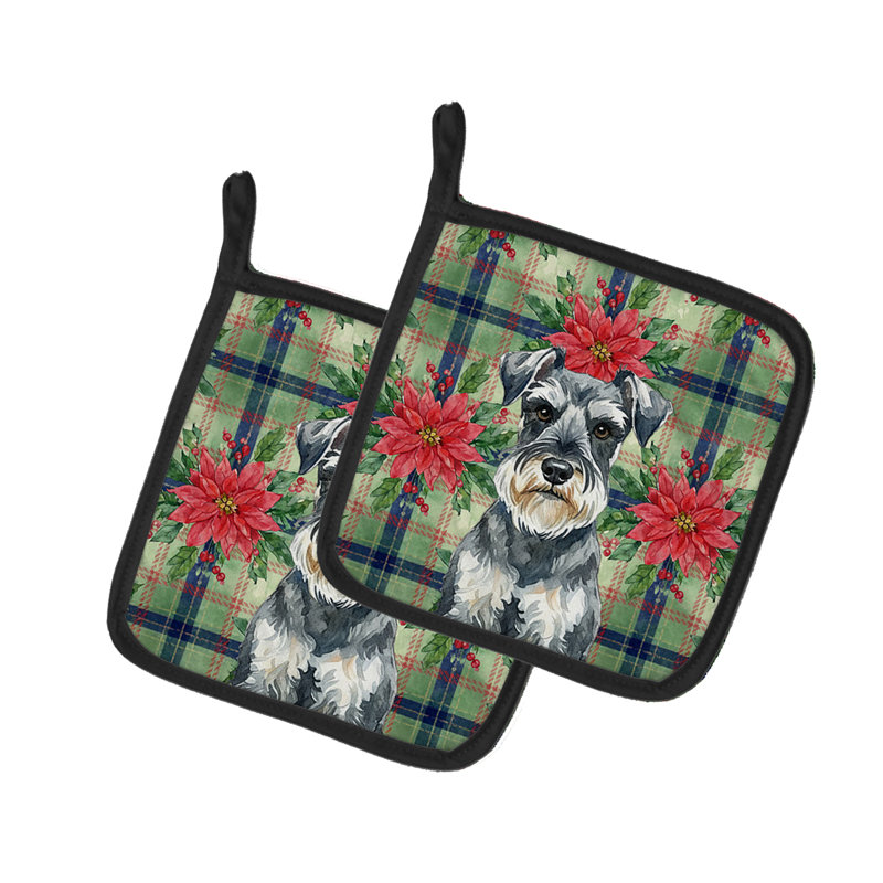 Paire de poignées Schnauzer Christmas Poinsettas
