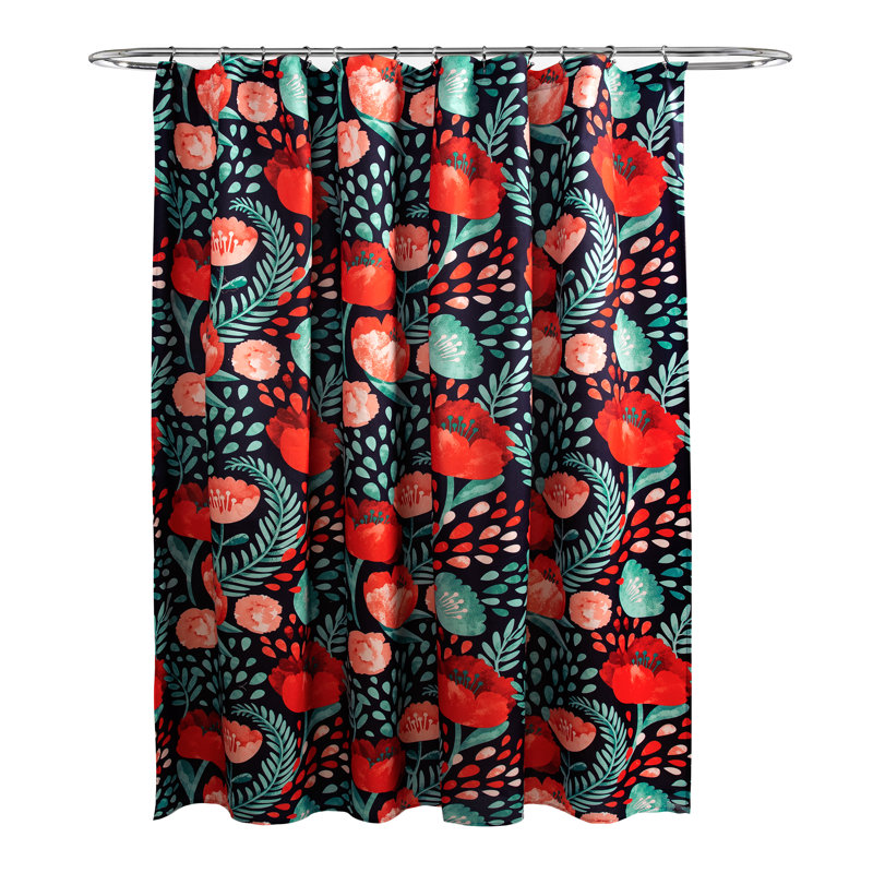 Rideau de douche simple Poppy Garden, Marine
